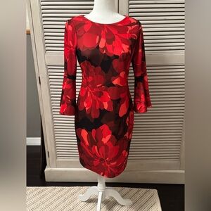 Red Calvin Klein floral red dress